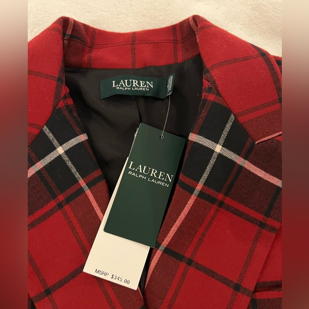 LAUREN Ralph Lauren Women’s  Red Plaid Blazer size 4 - Picture 8 of 16